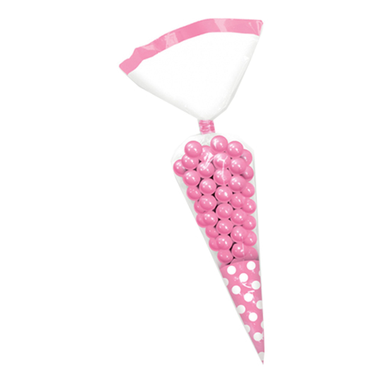 Sellofaanipussit Polka Dot Vaaleanpinkki - 10-pakkaus