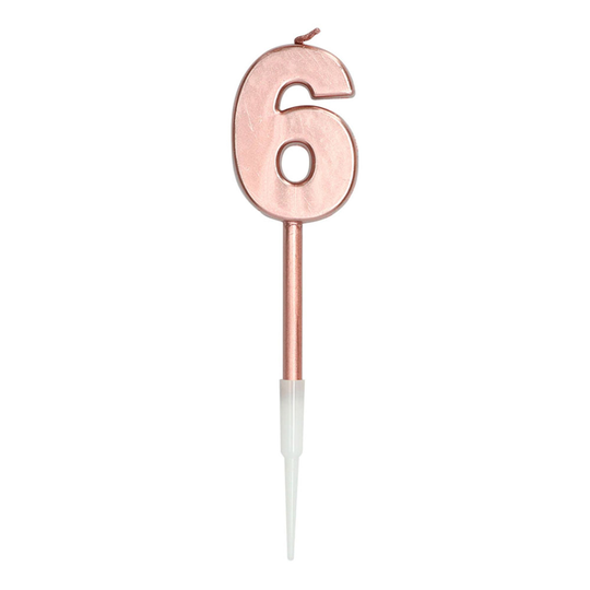 Kakkukynttilä Ruusukulta Metallic - Numero 6