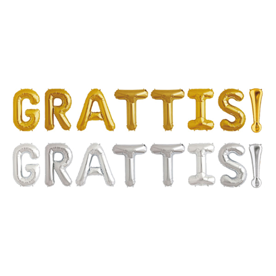 Kirjainilmapallot Grattis! - Hopea