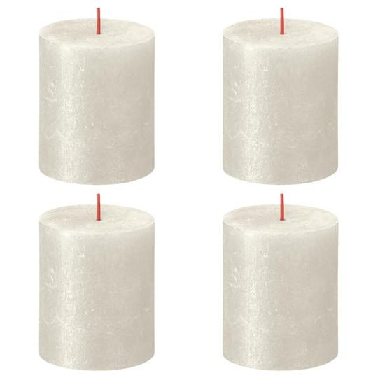 Bolsius Pilarikynttilät Shimmer 4 kpl rustiikkinen 80x68 mm norsunluu