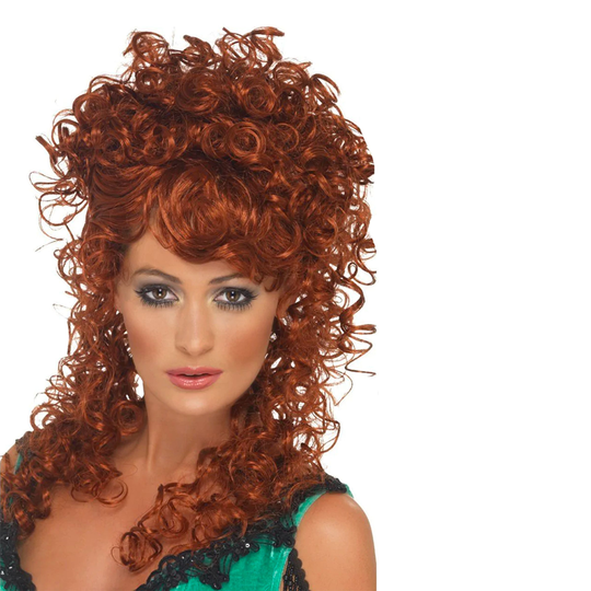 Saloon Girl Punainen Kihara Peruukki - One size