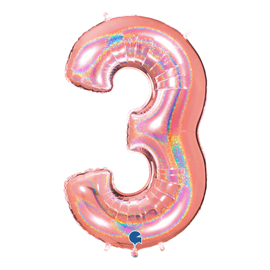 Numero Ilmapallot Glitteri Ruusukulta - Numero 3