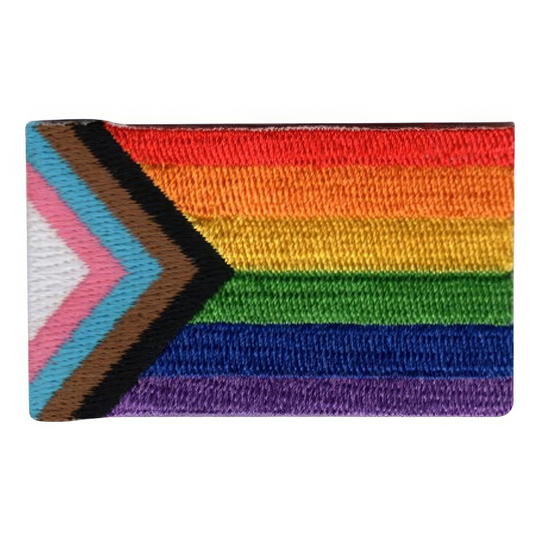 Kangasmerkki Lippu Pride Progress - Keskikoko