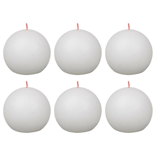 Bolsius Pallokynttilät Shine 6 kpl rustiikkinen 76x71 mm valkoinen