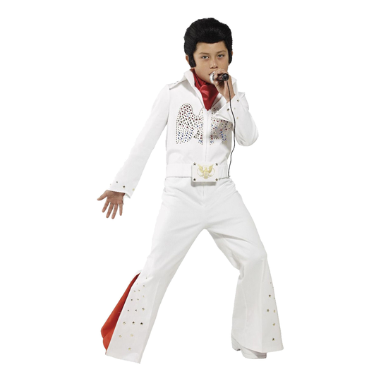 Elvis Valkoinen/Punainen Lasten Naamiaisasu - Medium