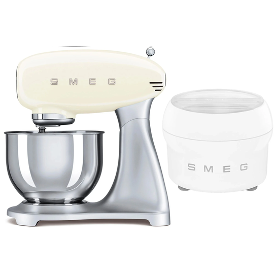 Smeg Yleiskone, jossa jäätelökone, creme / teräs