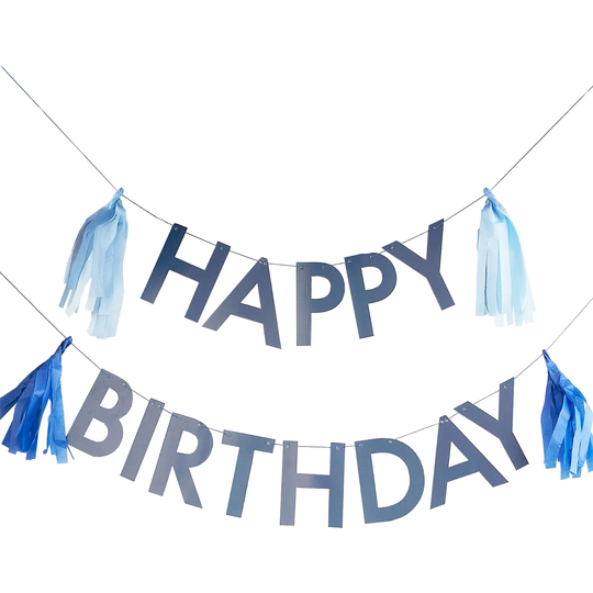 Viirinauha Happy Birthday Sininen Tupsuilla