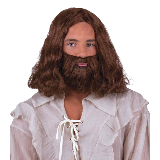Peruukkisetti Jeesus Ruskea - One size